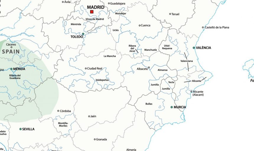 Carte des régions Vintage Tours - Espagne
