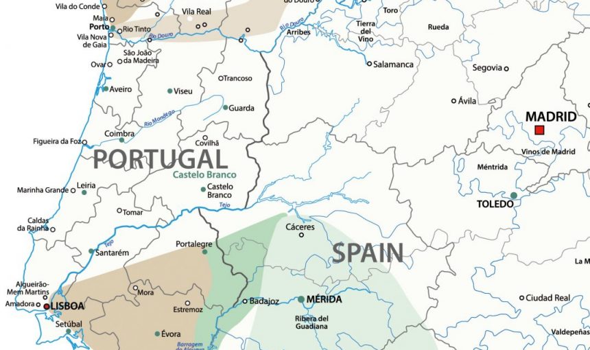 Carte générale des régions Vintage Tours - Espagne & Portugal étroite