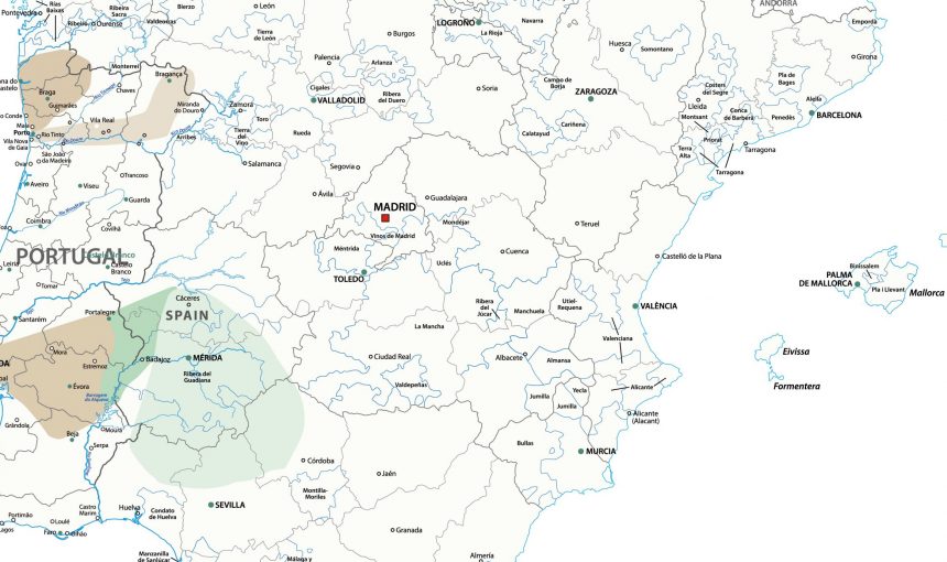 Carte des régions de Vintage Tours - Espagne et Portugal